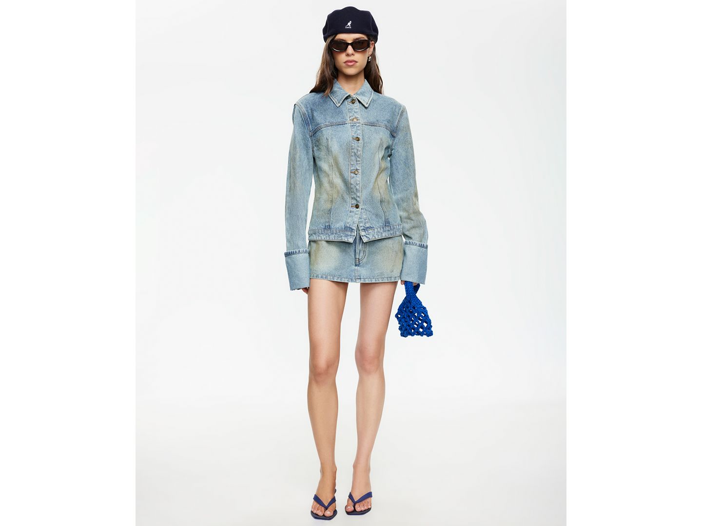 Женская куртка Lioness The Bronx Spread Collar Button-Front Cotton Denim Jacket, цвет: Каменный синий — фото 5