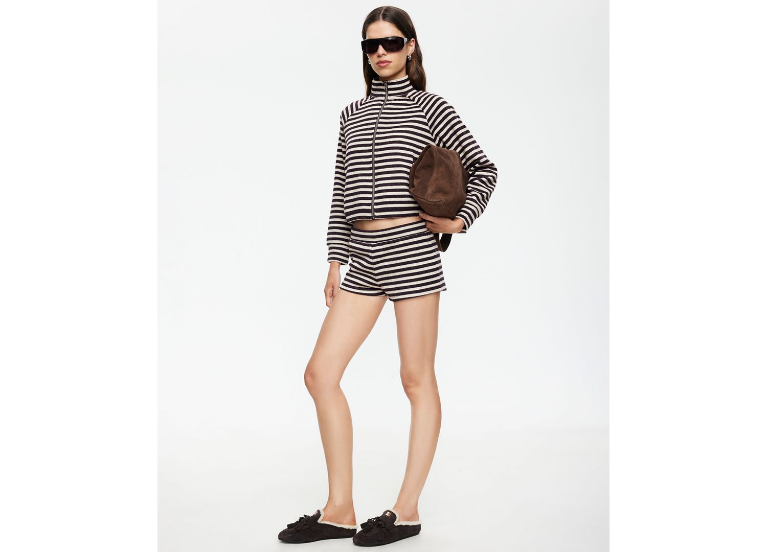Women's Striped Funnel Neck Jacket