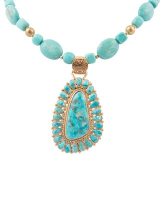 Sedona Blue Turquoise Golden Pendant Necklace