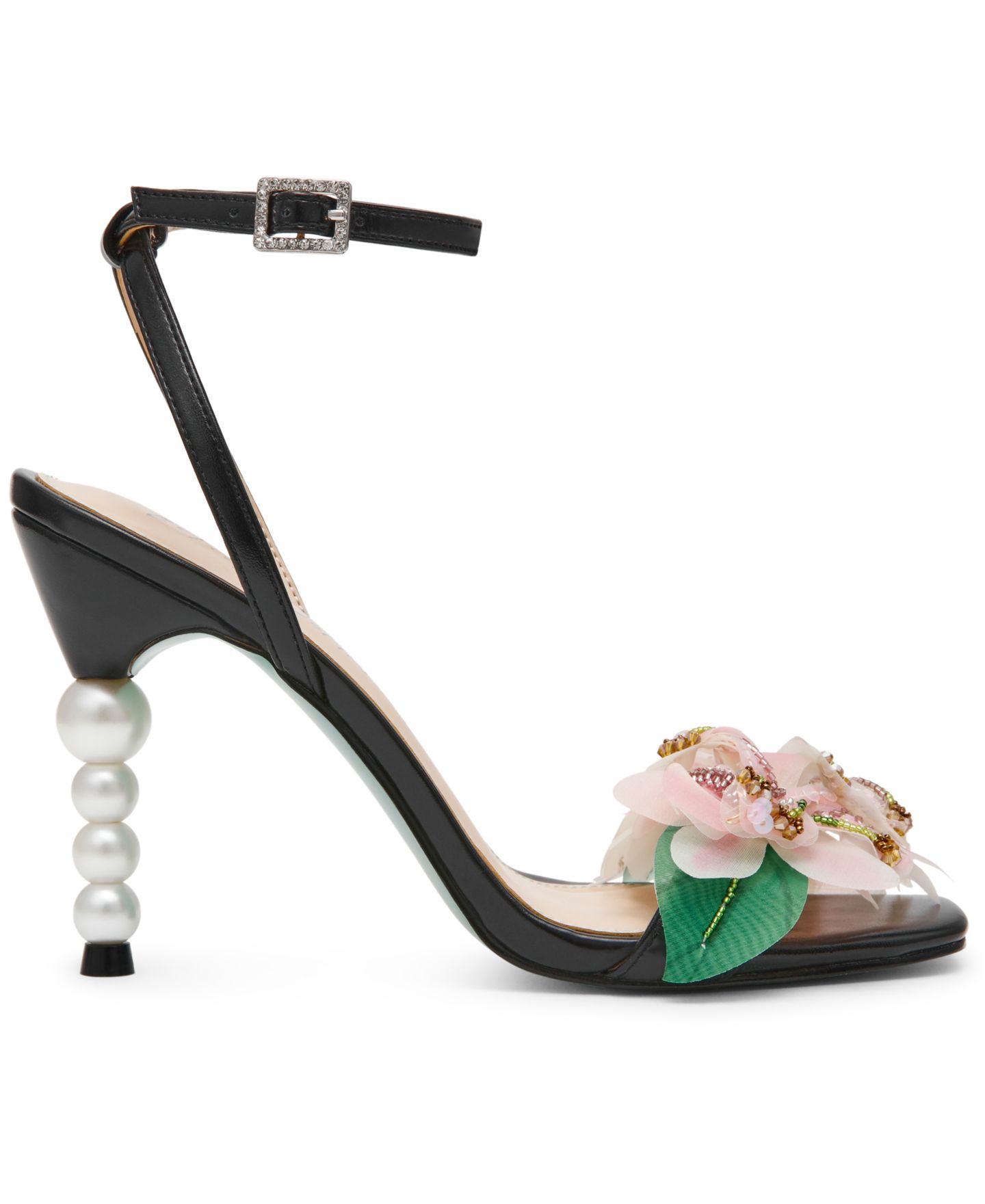 Женские сандалии Betsey Johnson Kasie Floral Imitation Pearl Heel Dress Sandals, цвет: Чёрный — фото 2
