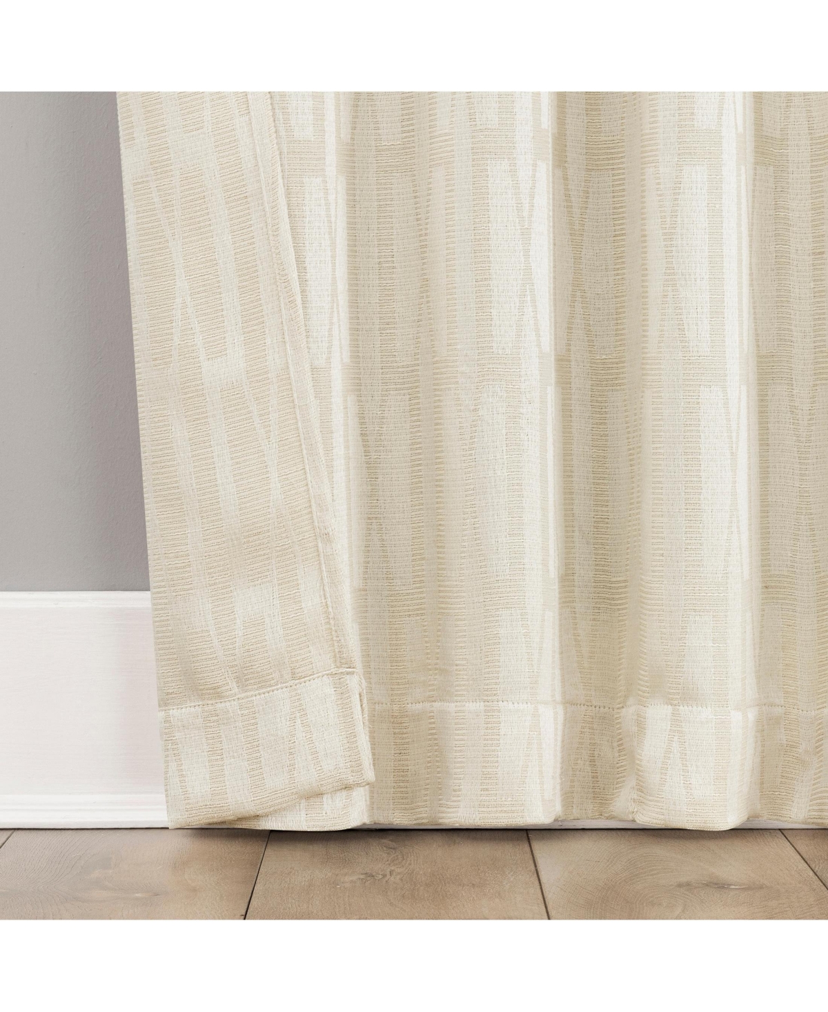 No. 918 Dover Tonal Geometric Semi-Sheer Back Tab Curtain Panel