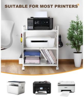 3-Tier Rolling Stand with Pegboard, Adjustable Shelf for Office/Home