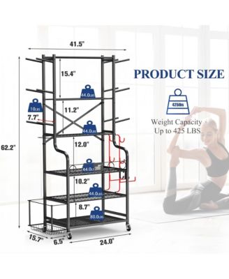 Extra Large Home Gym Storage Rack - All-in-One Weight Rack with Wheels