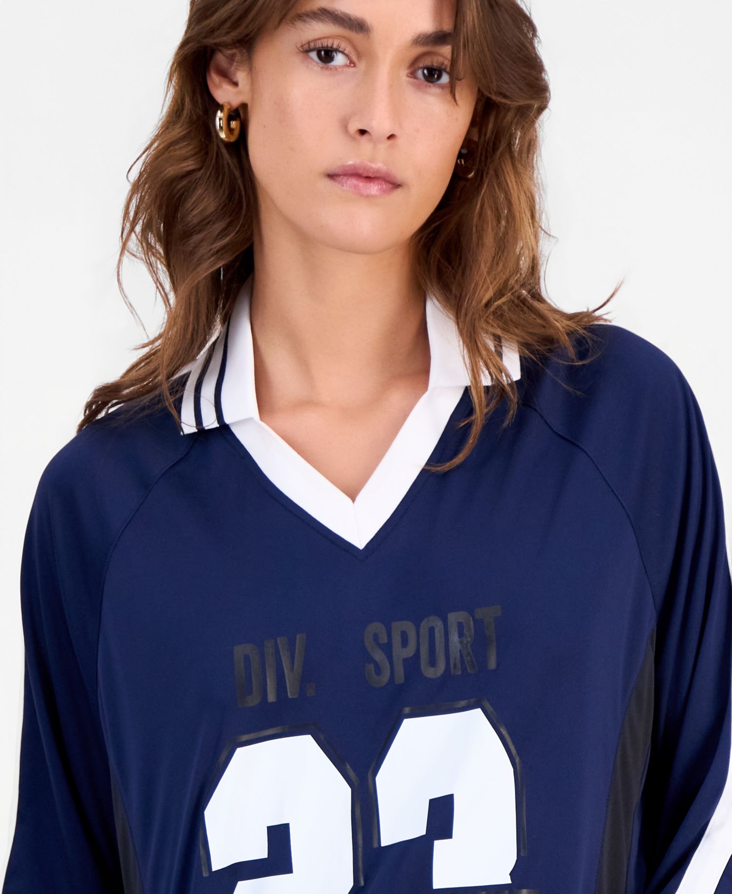 Women's Sporty Graphic Long-Sleeve Polo Top