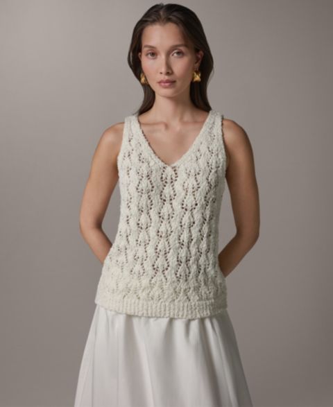 Женский топ Donna Karan Weekend Double V-Neck Tank Top, цвет: Кремовый