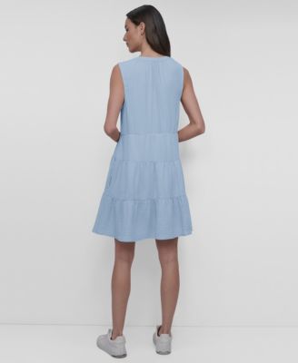 Women's Double Crepe Gauze Sleeveless Mini Dress