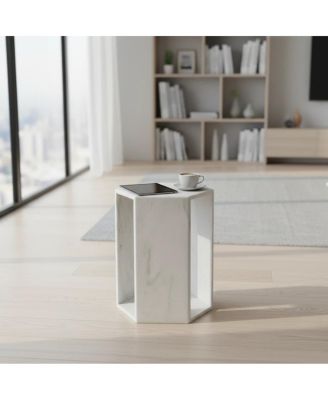 Premium Honed Marble Hexagon Accent Table