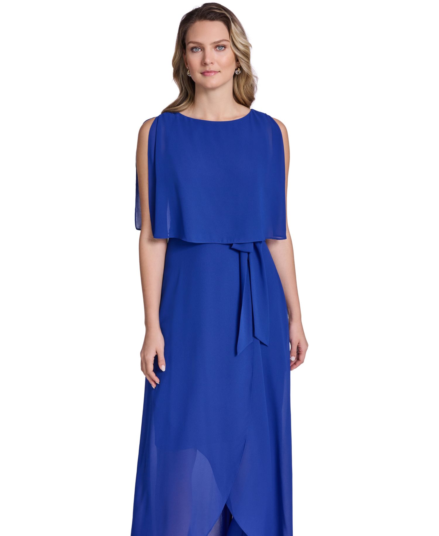 Women's Boat Neck High-Low Maxi Dress