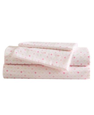 Laura Ashley Heart Geo Ditsy Microfiber 3-Piece Sheet Set, Twin