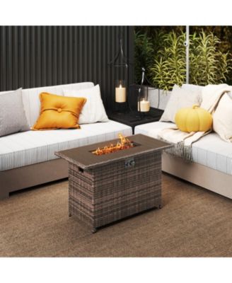 Rattan Gas Fire Pit Table 2 in 1 Stainless Steel Burner