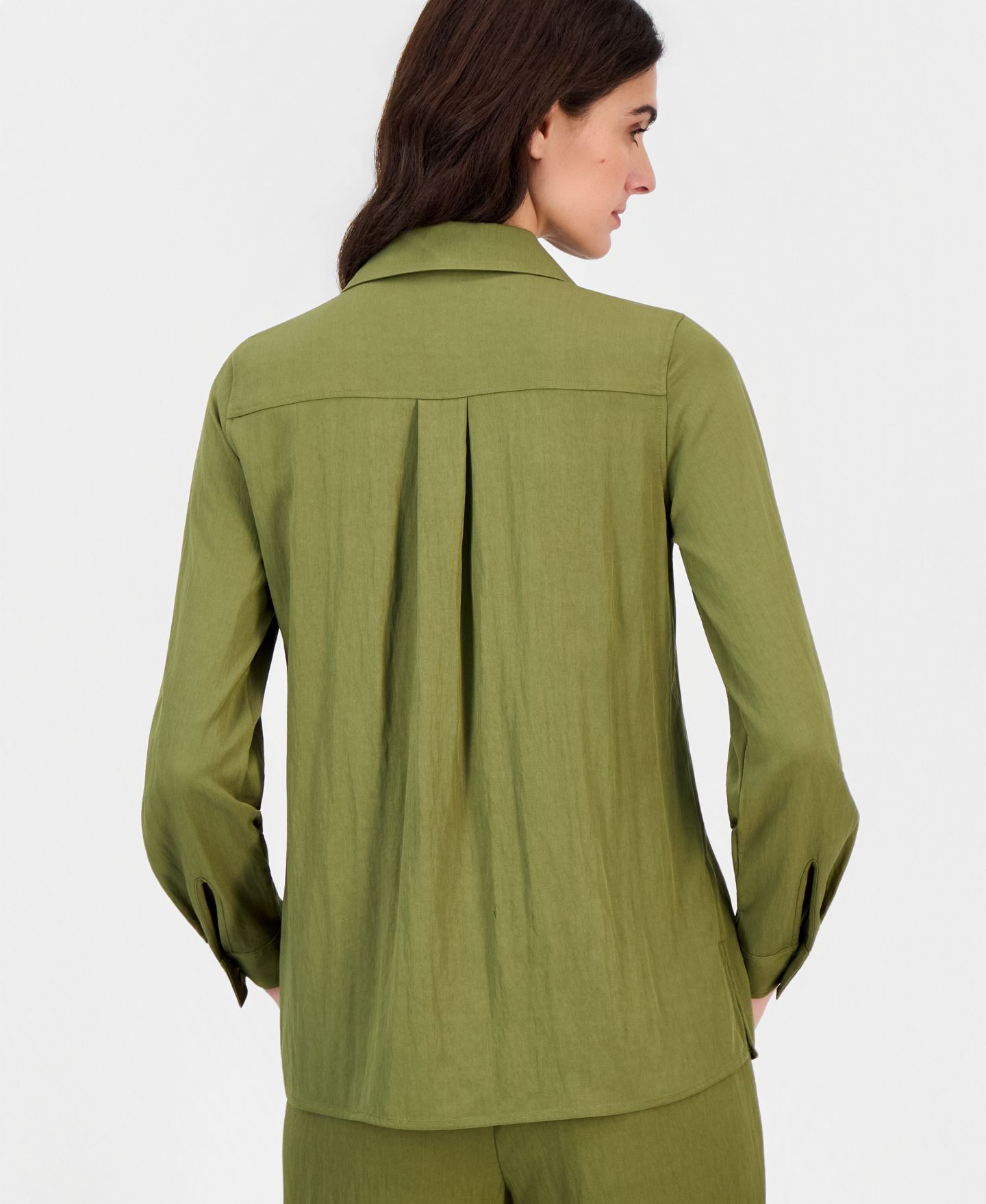 Женская рубашка Anne Klein Collared Half-Zip Roll-Tab, цвет: Bay Leaf — фото 3