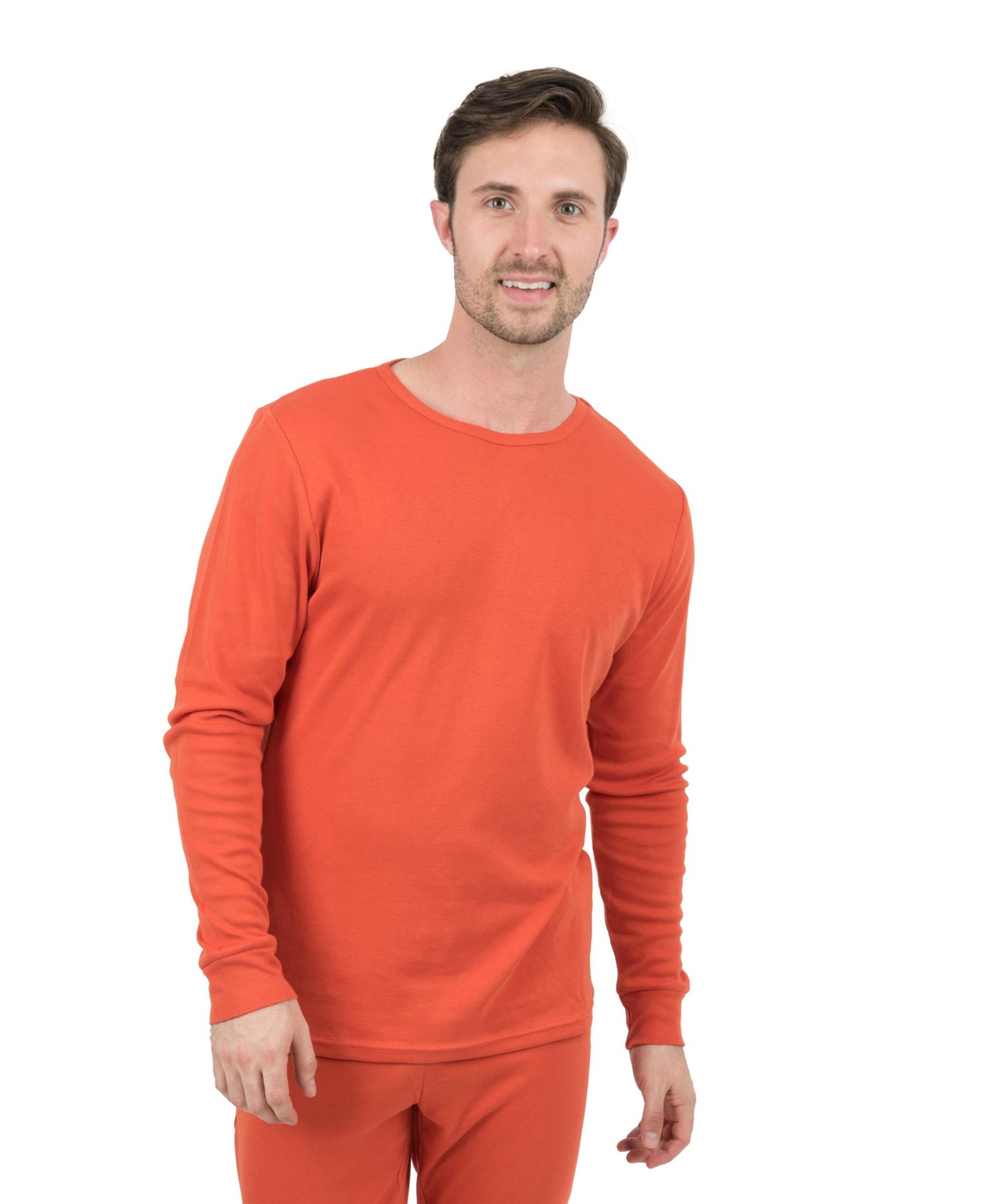 Mens Matching Family Two Piece Cotton Long Sleeve Shirt and Pants Solid Color Pajamas