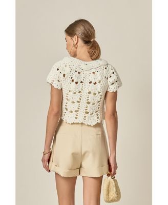 Women's Crochet Knit Crop Cardigan