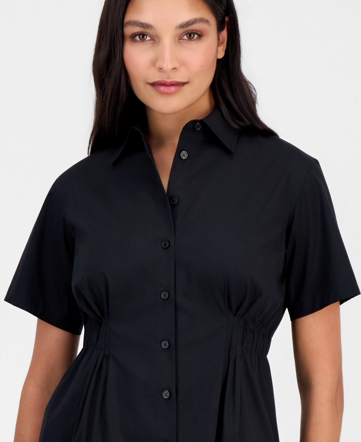 Anne Klein Women's Side-Pleat Button-Front Shirt, Regular & Petite