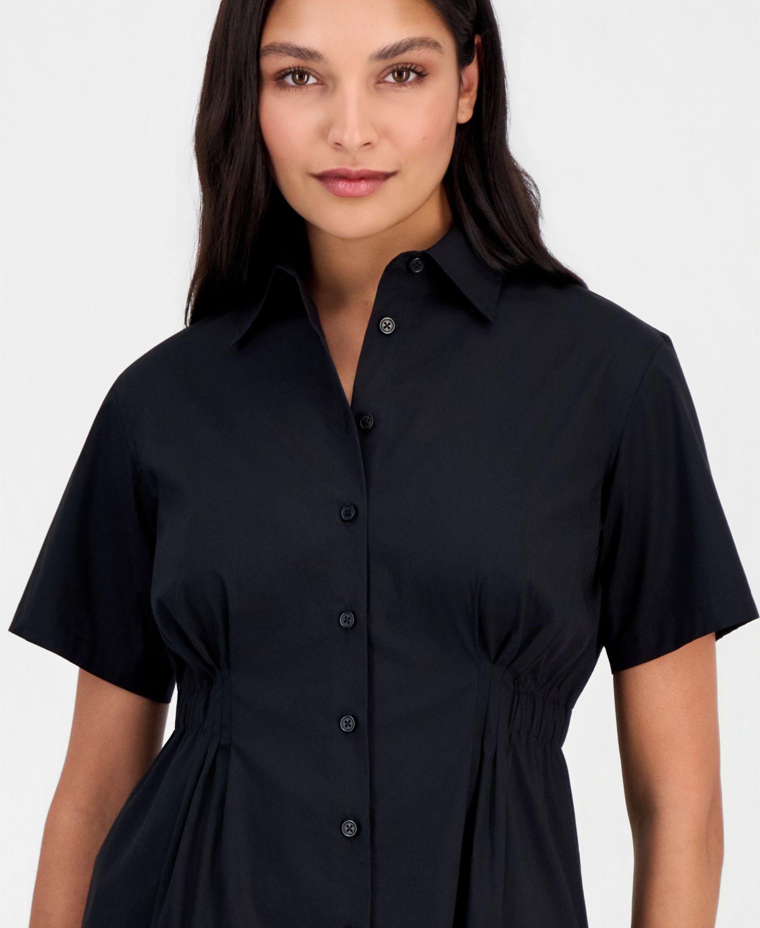 Women's Side-Pleat Button-Front Shirt