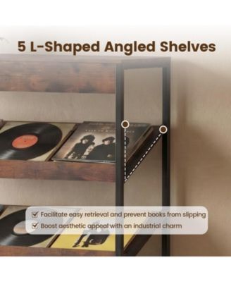 6-Tier Tall Freestanding Bookshelf with Angled Shelves for Home Office