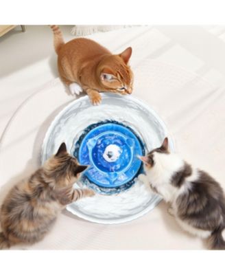 Ceramic Cat Water Fountain 2.1L Ultra-Quiet with Multi-Layer Filtration