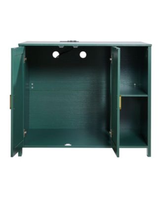 Self-Cleaning Litter Box Cabinet Cat Enclosure with Power Outlet