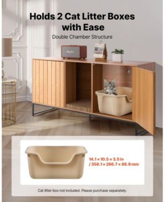 Hidden Cat Litter Box Enclosure Cabinet Furniture with Scratch Pad and Storage