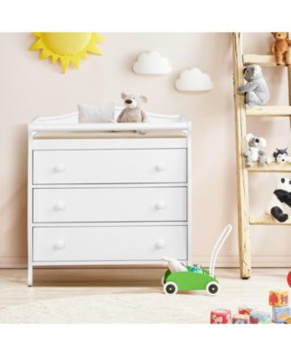 Baby Changing Table with 3 Storage Drawers and Safety Belt