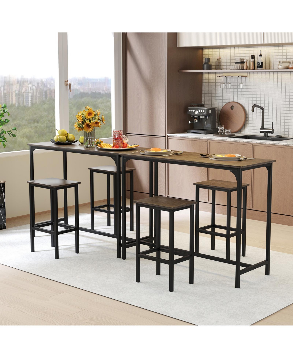 Sugift Industrial Counter Height Dining Set with Table and Stools