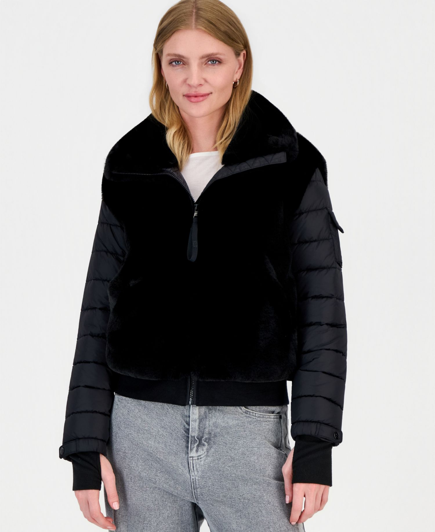 Women's Carrie Faux-Fur Puffer Mixed-Media Coat