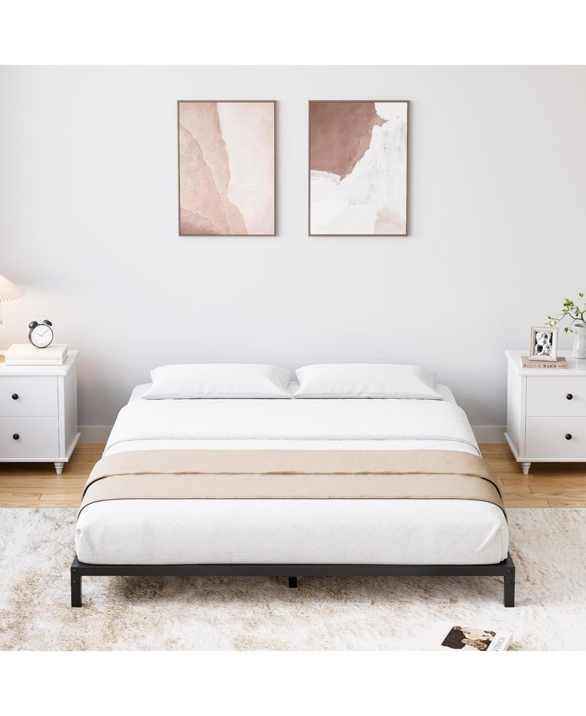 gaomon 6 Inch Size Bed Frames Heavy Duty Metal Platform Bed with Under Bed Storage, Sturdy Steel Slat Support