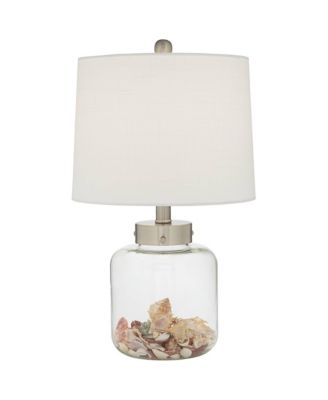 Coastal Accent Table Lamp with Table Top Dimmer Fillable 20.5" High Clear Glass Canister Drum for Living Room Bedroom
