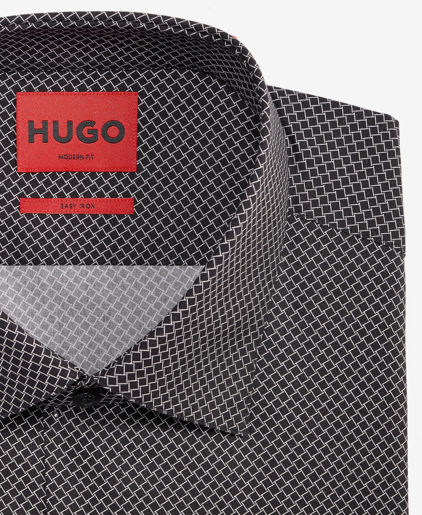 Мужские рубашки HUGO by Hugo Boss Modern-Fit Patterned Dress Shirt, цвет: Чёрный — фото 5