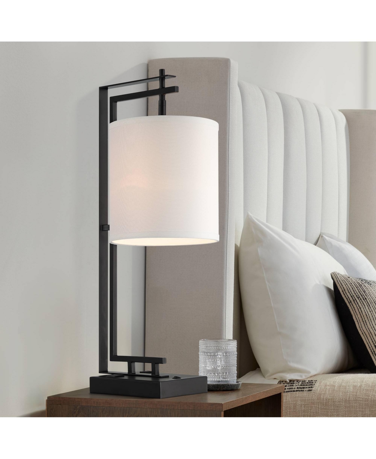 Possini Euro Design Covello 25" High Modern Desk Lamp Usb Port Ac Power Outlet Metal Single Home Office Living Room Charging