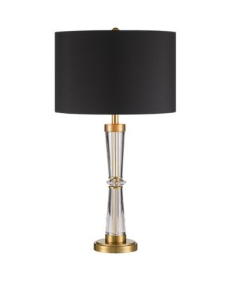 Rhoda  High Traditional 3-Way Table Lamp Clear Brass Finish Crystal Metal Single Shade Living Room Bedroom