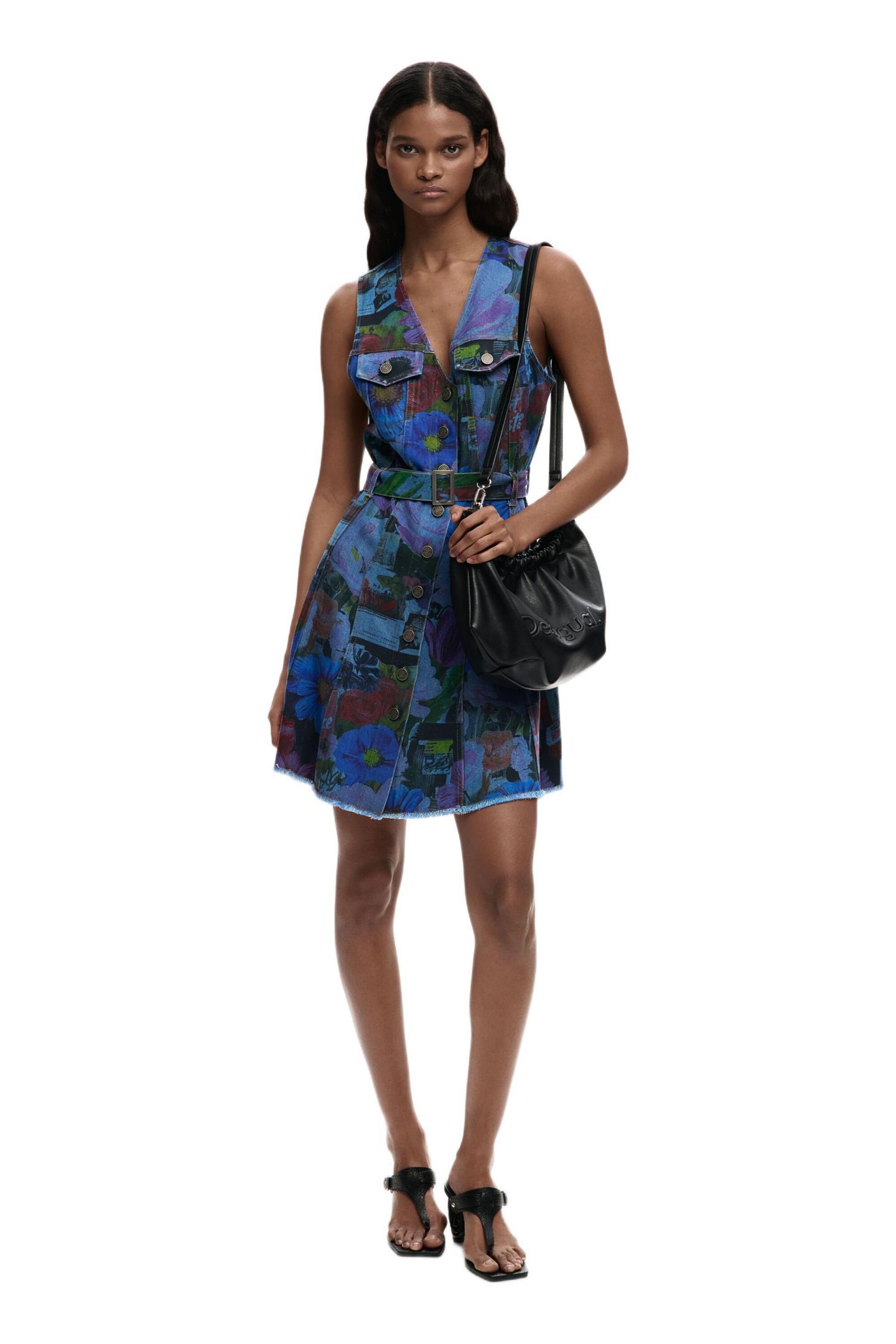 Женское платье Desigual Mini denim dress, цвет: Тёмный синий — фото 1