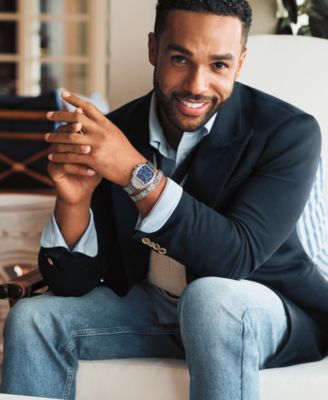 Men's Multifunction Silver Tone Stainless Steel Bracelet Watch, 36mm