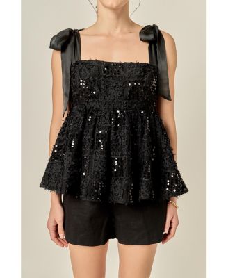 Women's Sequins Bow Top