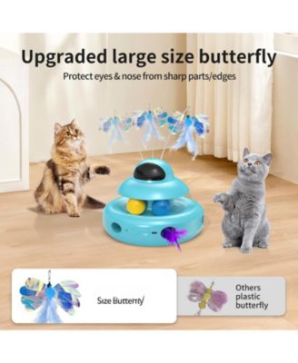 4-in-1 Interactive Cat Toy Automatic Self Play USB Rechargeable Butterfly Feather Track Balls Laser