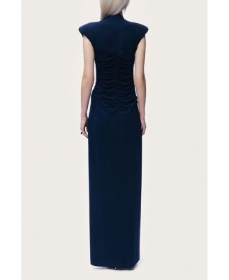 Women's Zip-Front Draped Maxi Dress