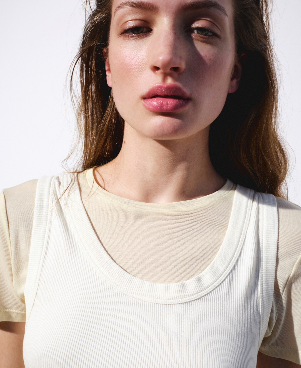 Mango Selection  Women's Two-tone Combined T-shirt In White