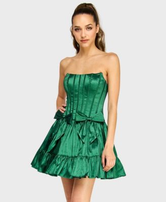 Juniors' Sleeveless Taffeta Fit & Flare Dress