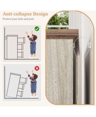 5-Drawer Dresser for Bedroom, Wide Metal Handle, Farmhouse Wooden Tall Storage Organizer for Bedroom, Living Room