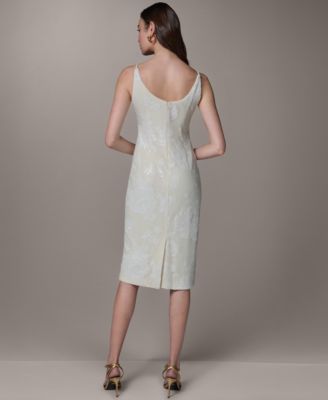 Women's Sleeveless Midi Dress with Lace Print