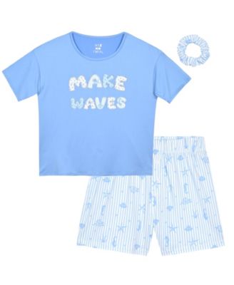 Big Girls' Making Waves Top and Shorts Sleep & Play, with Scrunchie, 3-Piece Set
