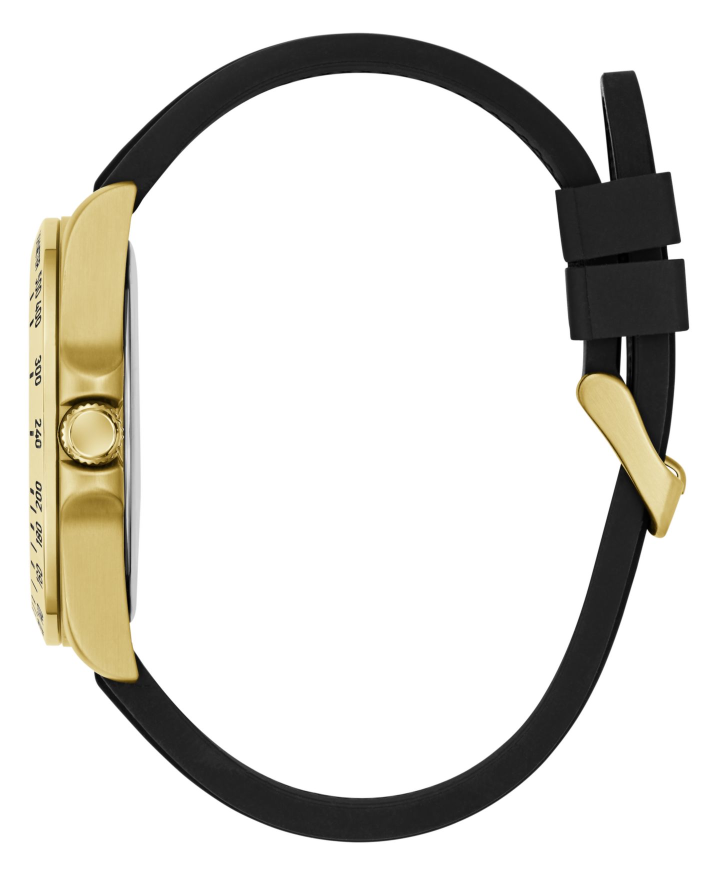 Мужские часы GUESS Gold-Tone Stainles Steel Black Silicone Analog Watch, 42mm — фото 3