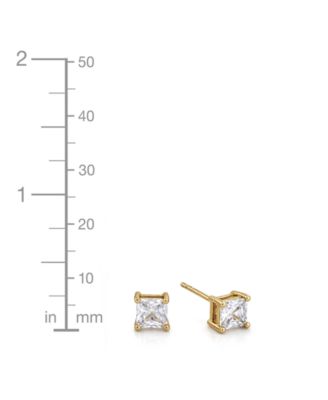 3-Pc. Set Silver Plated Square Cubic Zirconia Stud Earrings