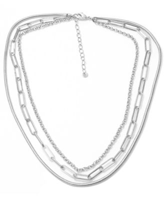 Triple Row 16" Chain Necklace in Silver Plate or Gold Plate