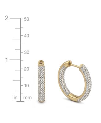 High Polished Hinged Crystal Pave Hoop Earring, Gold Plate and Silver Plate
