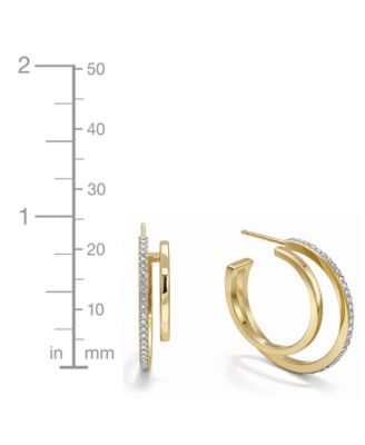 Crystal Double Row C-Hoop Post Earrings