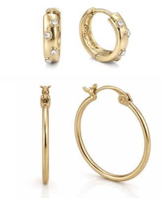 Gold Plated Crystal Stone Duo Hoop Set Earrings