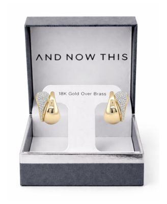 Crystal Double Teardrop C Hoop Earring