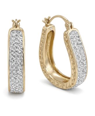 Clear Crystal Diamond Cut Hoop Earrings