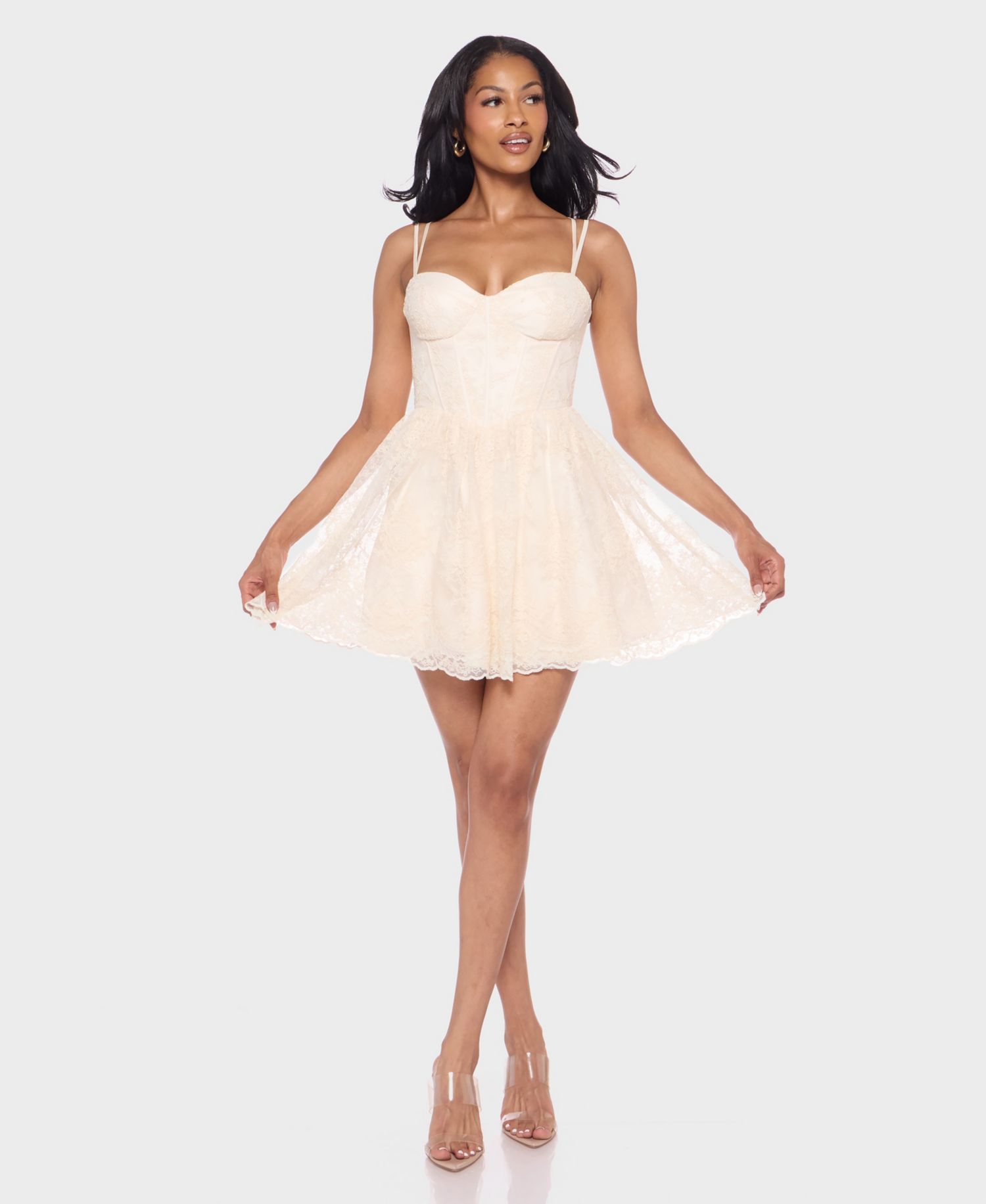 Juniors' Sweetheart Neck Mini Dress